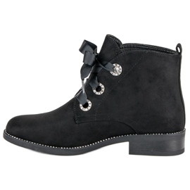 Seastar Botines de ante atados negro 3