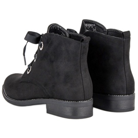 Seastar Botines de ante atados negro 4