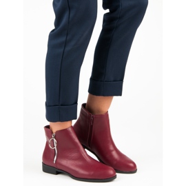 Anesia Paris Botas burdeos de tacón plano rojo 4