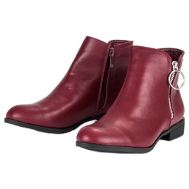 Anesia Paris Botas burdeos de tacón plano rojo 2