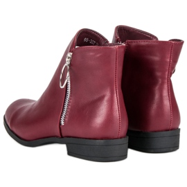 Anesia Paris Botas burdeos de tacón plano rojo 3