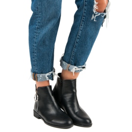 Anesia Paris Botas negras de tacón plano negro 4