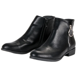 Anesia Paris Botas negras de tacón plano negro 2