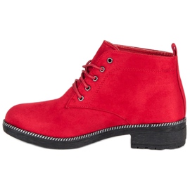 Nio Nio Botines de ante con cordones rojo 1