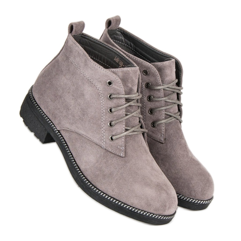 Nio Nio Botines de ante con cordones gris 2
