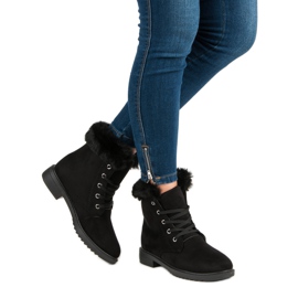 Botines cálidos y atados negro 1