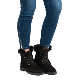 Botines cálidos y atados negro 6