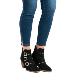 Botines casuales de tacón alto negro 1