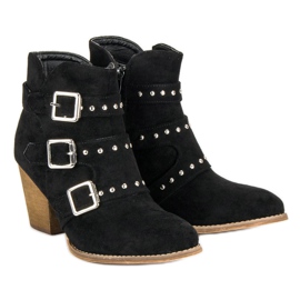 Botines casuales de tacón alto negro 6
