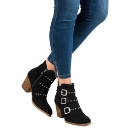 Botines casuales de tacón alto negro 2