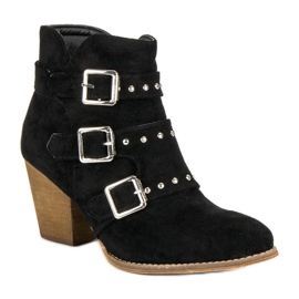 Botines casuales de tacón alto negro 3