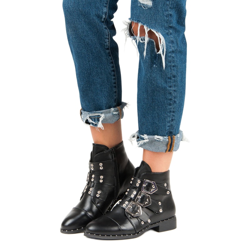 Groto Gogo Botas rock con tacón plano negro 1