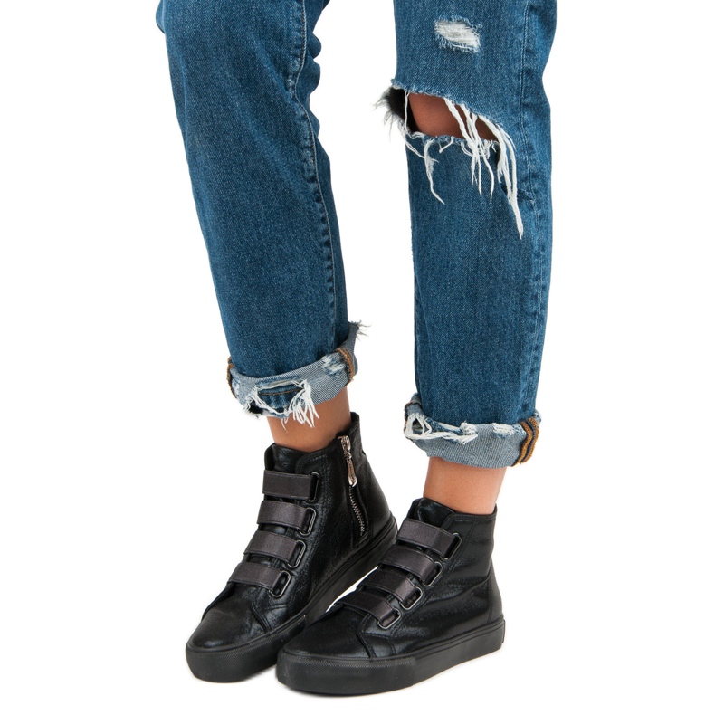 Zapatillas negras por encima del tobillo negro 1