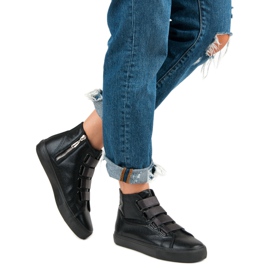 Zapatillas negras por encima del tobillo negro 2