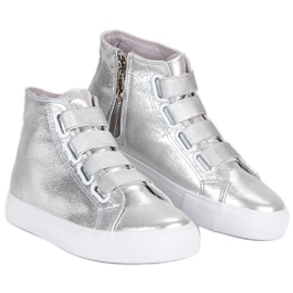 Zapatillas plateadas por encima del tobillo gris 1