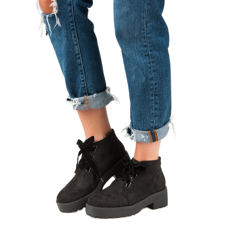 Anesia Paris Botas de gamuza de moda negro 1