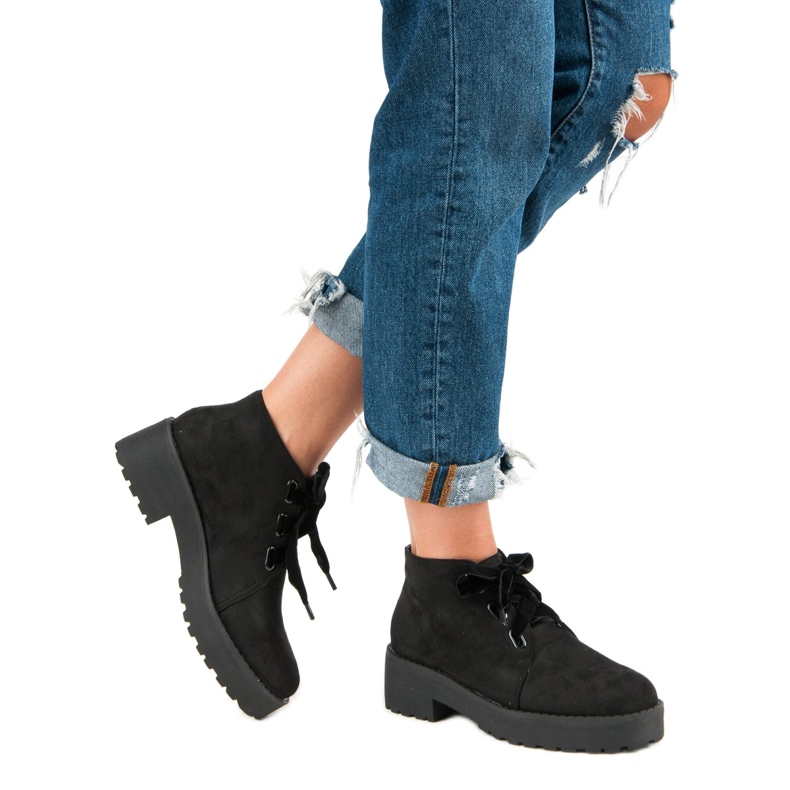 Anesia Paris Botas de gamuza de moda negro 2