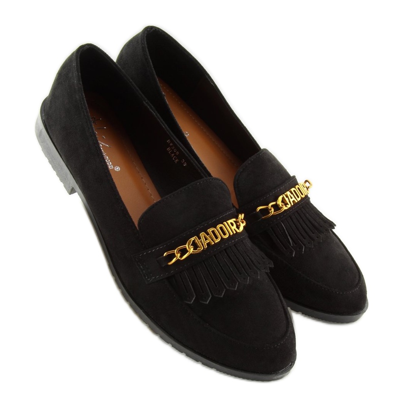 Black Mocasines negros de mujer HW308 Black 1