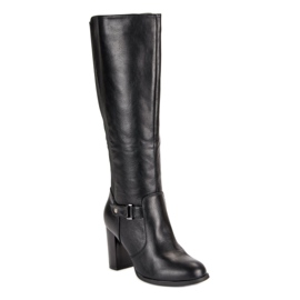 Seastar Botas cómodas de tacón alto negro 1