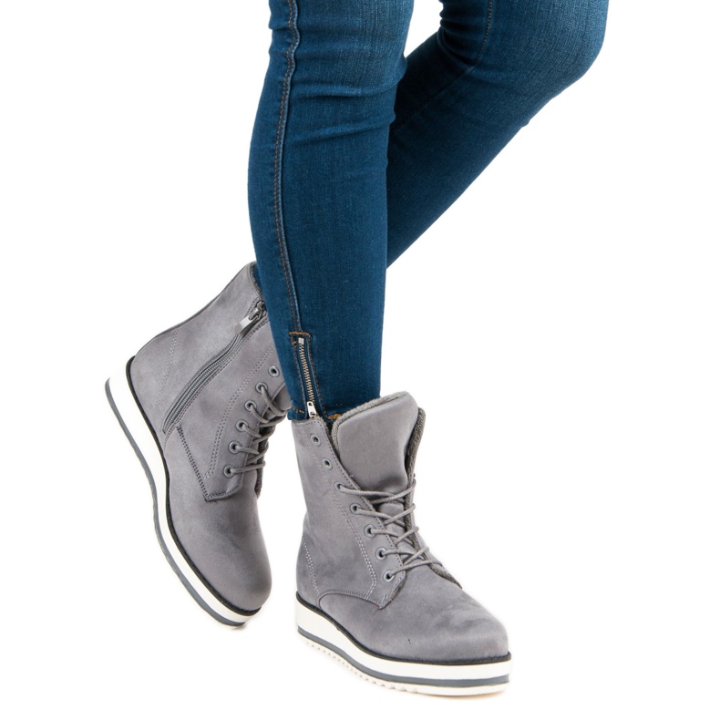 Botines cálidos y atados gris 2