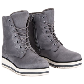 Botines cálidos y atados gris 5