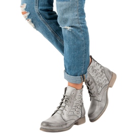 Forever Folie Botines casuales atados gris 5
