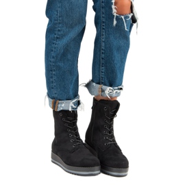 Botas cálidas y atadas negro 1