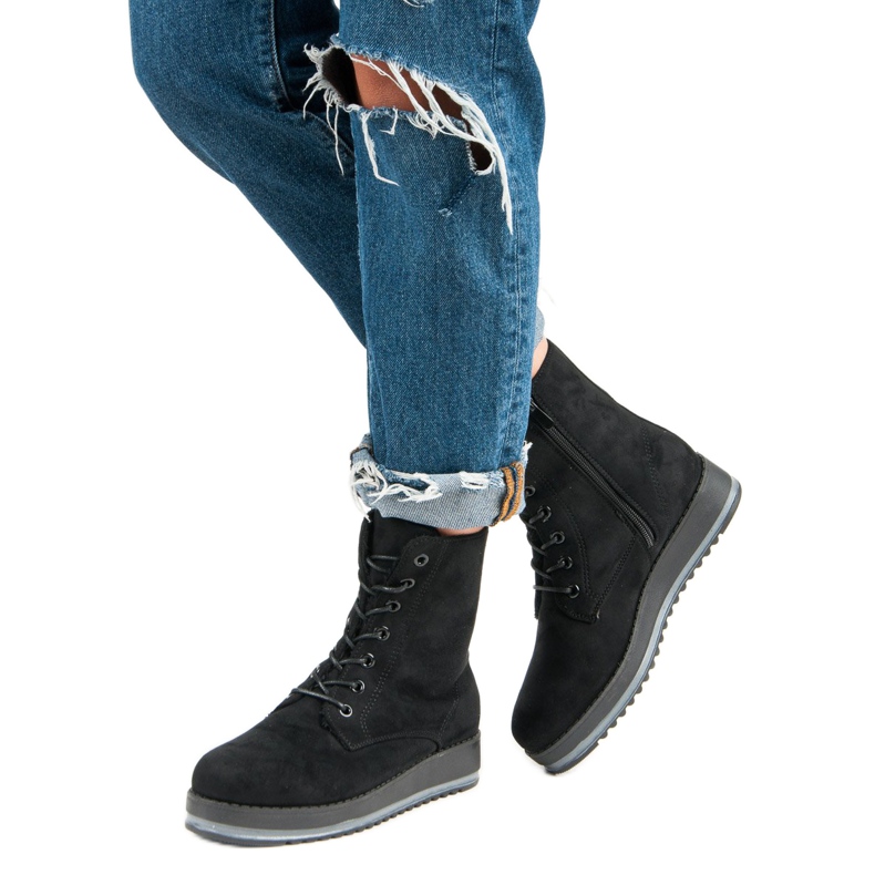 Botas cálidas y atadas negro 2