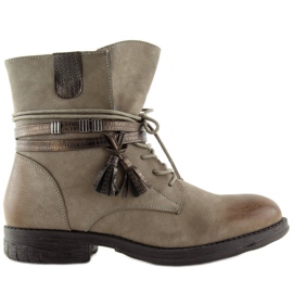 Botas de mujer beige y marrón BH52-KB khaki 4
