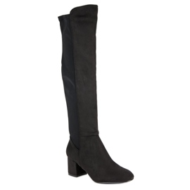 Super Me Botas de ante de tacón alto negro 1