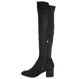 Super Me Botas de ante de tacón alto negro 2
