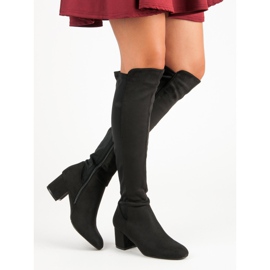 Super Me Botas de ante de tacón alto negro 4