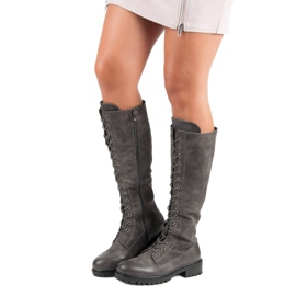 SDS Botas con cordones de mujer gris 1