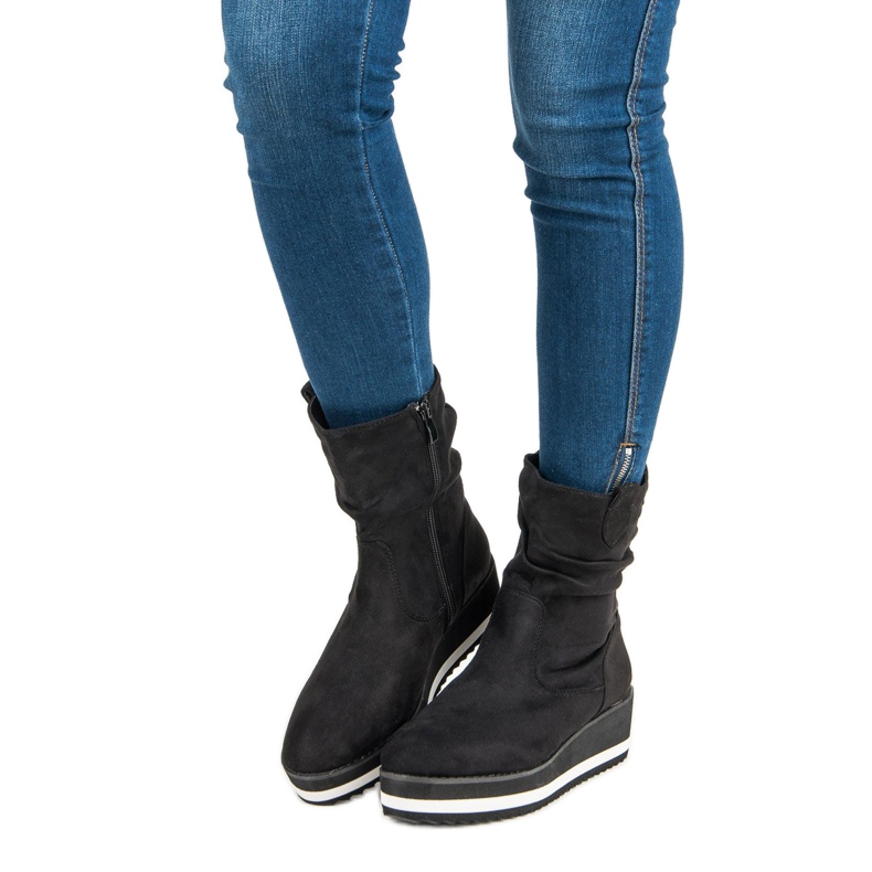 Primavera Botas de cuña negras negro 1 Primavera Botas de cuña negras negro 1