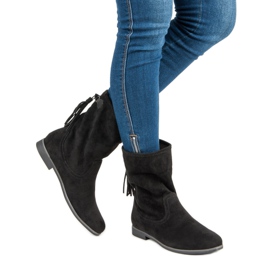 Weide Botines de ante boho negro 6
