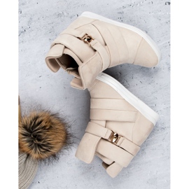 Zapatillas con cuña beige 4