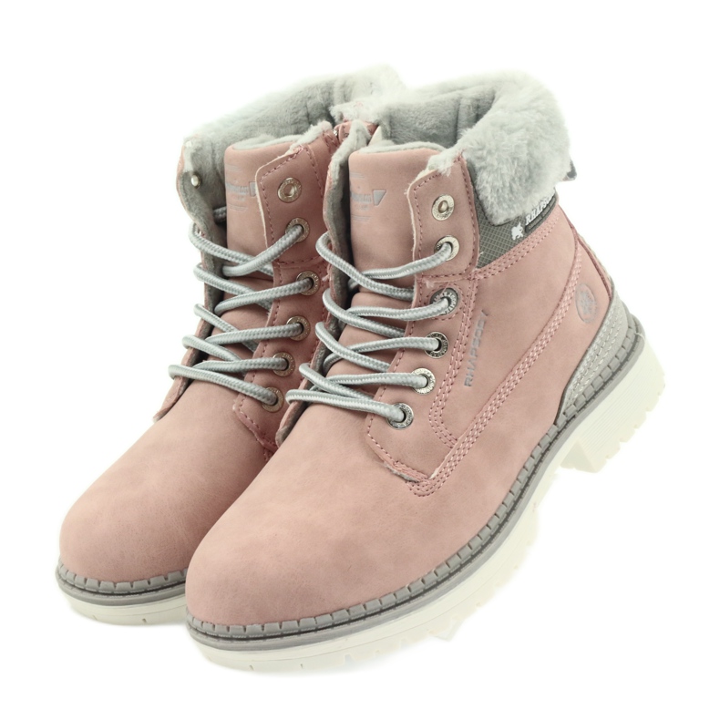 American Club Botas americanas botines botas de invierno 708122 gris rosado 3