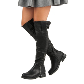 SDS Botas negras en tacones planos negro 1 SDS Botas negras en tacones planos negro 1