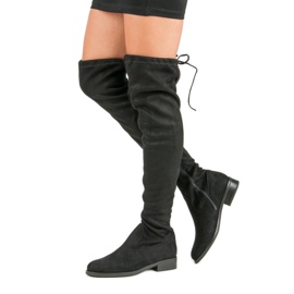 Seastar Botas mosqueteras con tacón plano negro 3