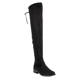 Seastar Botas mosqueteras con tacón plano negro 5