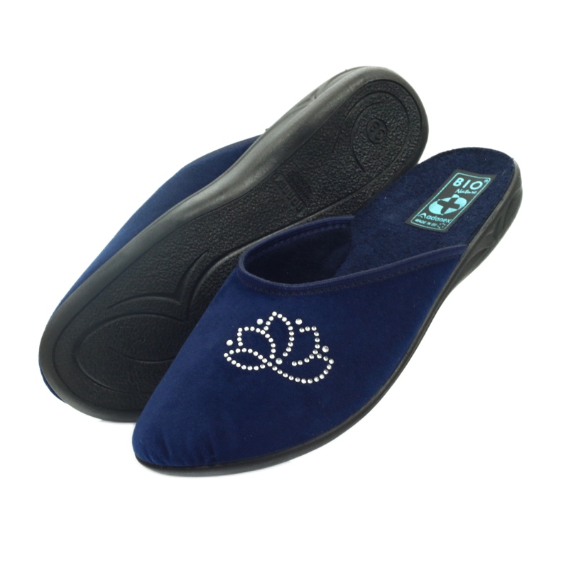 Pantuflas terciopelo lentejuelas Adanex azul marino 4