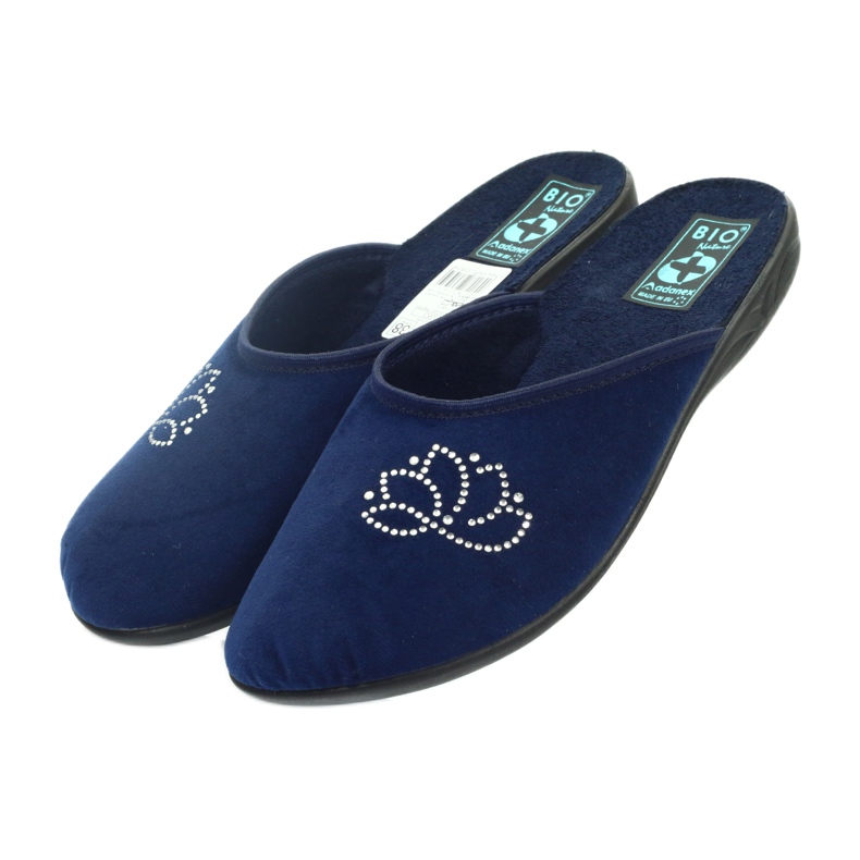 Pantuflas terciopelo lentejuelas Adanex azul marino 3
