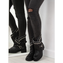 Botas negras con parte superior calada 7166-PA negro 2