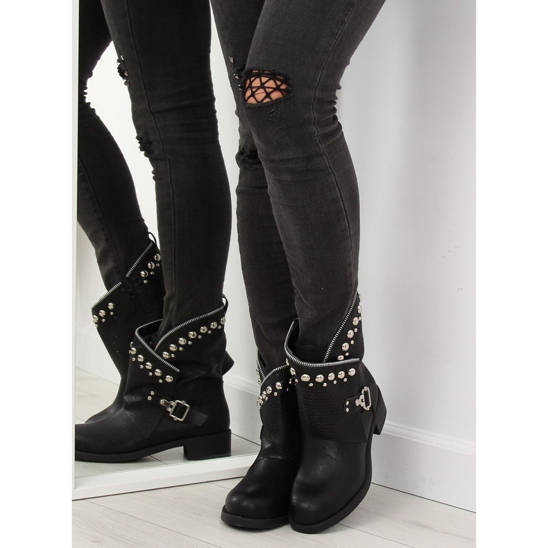 Botas negras con parte superior calada 7166-PA negro 2 Botas negras con parte superior calada 7166-PA negro 2