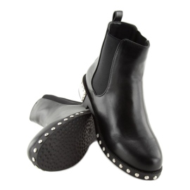 Black LY91 Botines Chelsea negros con tachuelas 1
