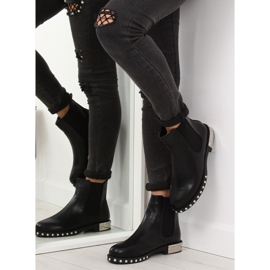 Black LY91 Botines Chelsea negros con tachuelas 2
