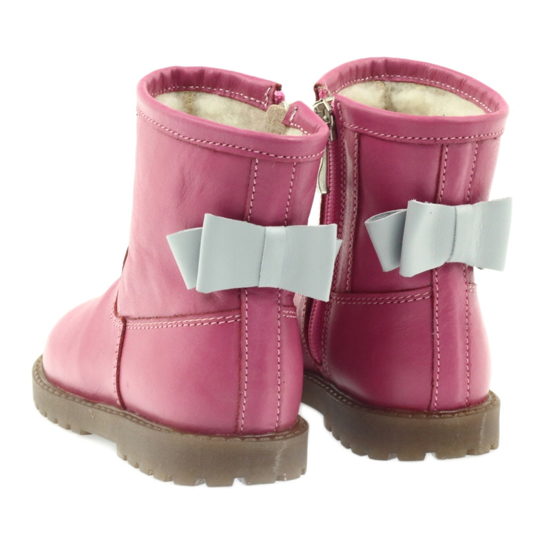 Bartuś Botas de cuero para niños con un arco rosa 317 gris 5