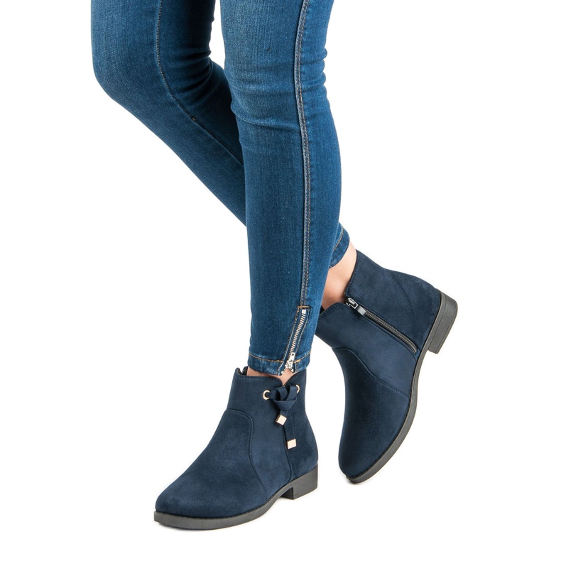 Top Shoes Botines de corte bajo con cremallera azul 1