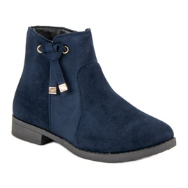 Top Shoes Botines de corte bajo con cremallera azul 2