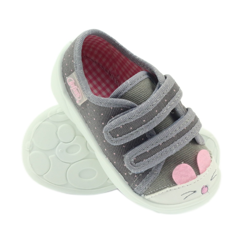 Befado calzado infantil zapatillas zapatillas 907P101 gris rosado 3